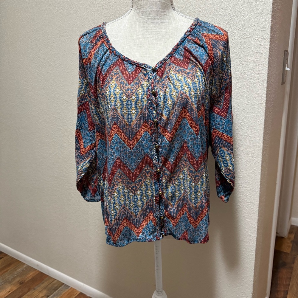 American Rag Cie Multicolor Chevron Women's Top - Size 1X